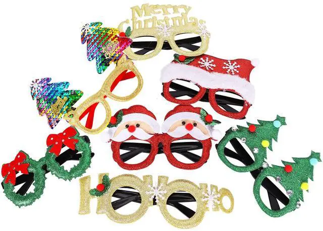 Alt view image 7 of 7 - _Mega Brand  12Pcs Christmas Glasses Glitter Holiday Party Glasses Frames Christmas Decoration Accessories Costume Eyeglasses for Christmas Parties Holiday Favors (One Size Fits All)