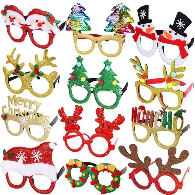 Alt view image 2 of 7 - _Mega Brand  12Pcs Christmas Glasses Glitter Holiday Party Glasses Frames Christmas Decoration Accessories Costume Eyeglasses for Christmas Parties Holiday Favors (One Size Fits All)