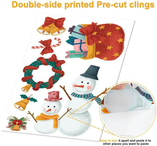 Alt view image 6 of 6 - _Mega BrandChristmas Decorations - Snowflake Window Clings Stickers for Glass | Christmas Decorations Indoor Outdoor - Holiday Santa Claus Reindeer Decals Xmas Decor Party Favors Supplies for Outside