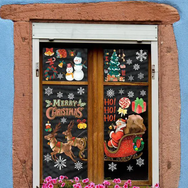 Alt view image 2 of 6 - _Mega BrandChristmas Decorations - Snowflake Window Clings Stickers for Glass | Christmas Decorations Indoor Outdoor - Holiday Santa Claus Reindeer Decals Xmas Decor Party Favors Supplies for Outside