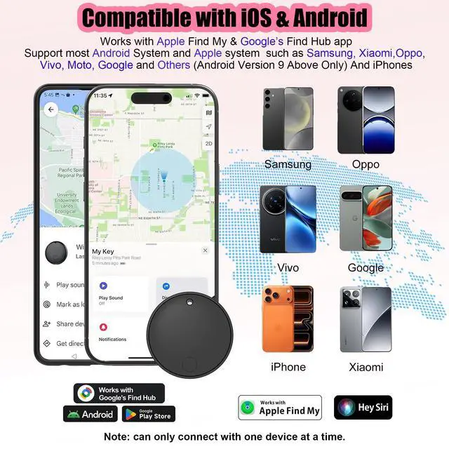 Alt view image 2 of 7 - 2026 Tracker Smart Tags Android & iOS-4 Packs,Dual System Bluetooth Luggag Tracker Keys Finder/Item Locator Work with Apple Find My (iOS)&Google's Find Hub(Android) for Key,Backpack,Luggage Black
