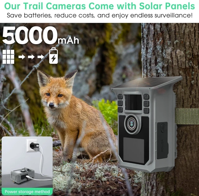 Alt view image 6 of 7 - FRKTCAM Trail Camera 4K 64MP Solar Game Camera WiFi Bluetooth,0.1s Trigger Motion Activated6000mAh Battery, 64GB SD Card and Ip67 Waterproof Trail Cam, 130° Wide Angle for Deer & Farm Security