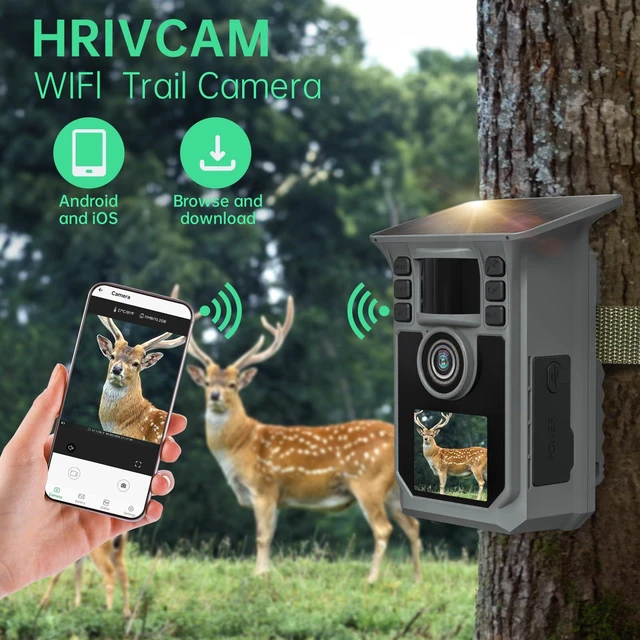 Alt view image 3 of 7 - FRKTCAM Trail Camera 4K 64MP Solar Game Camera WiFi Bluetooth,0.1s Trigger Motion Activated6000mAh Battery, 64GB SD Card and Ip67 Waterproof Trail Cam, 130° Wide Angle for Deer & Farm Security