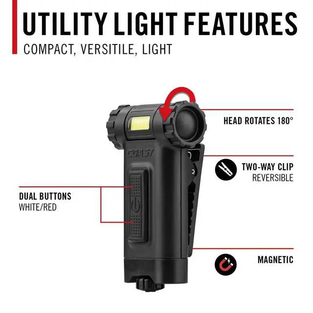 Alt view image 4 of 7 - _Mega Brand HX4 80 Lumen Dual Color (White & Red) Magnetic LED Clip Light with Beam Rotation, black