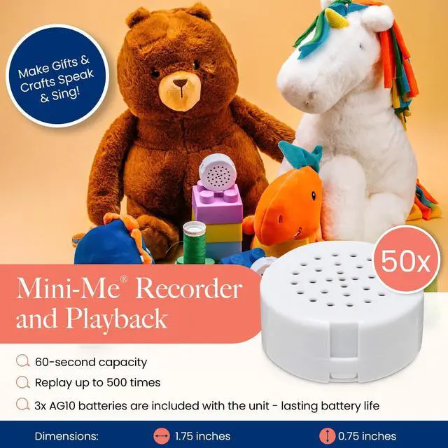 Alt view image 4 of 7 - Mini-Me, 60-Second Multi-Message Audio Recorder for Plush Toys, Quilts, Pillow, Crafts, Playful Mini Voice Gift Inserts for Custom Sound Gifting & DIY Projects 1-Pack