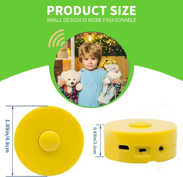 Alt view image 2 of 7 - 16 Minutes Voice Recorder, Record Custom Message for Crafts, Stuffed Bear, Baby Doll, and Pillow (2Pack + Yellow)