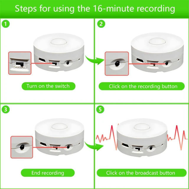 Alt view image 3 of 7 - 16 Minutes Voice Recorder, Record Custom Message for Crafts, Stuffed Bear, Baby Doll, and Pillow (2Pack + Yellow)