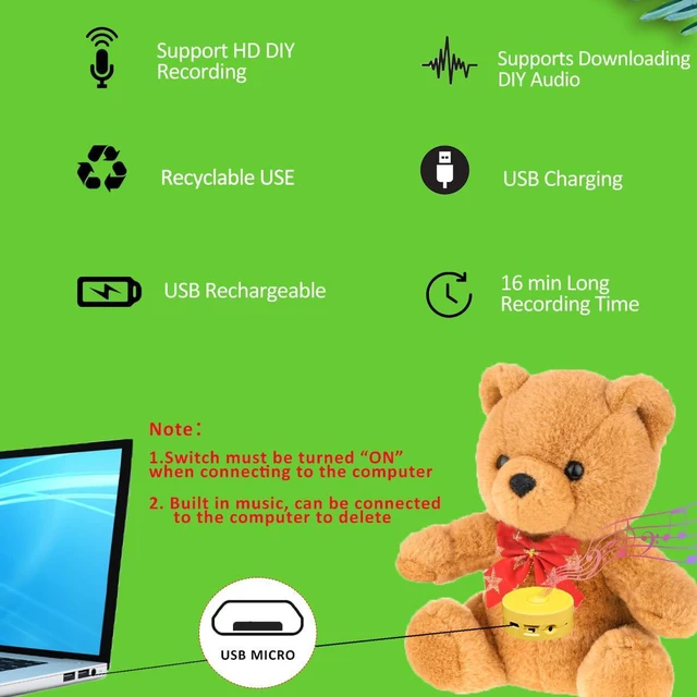 Alt view image 6 of 7 - 16 Minutes Voice Recorder, Record Custom Message for Crafts, Stuffed Bear, Baby Doll, and Pillow (2Pack + Yellow)