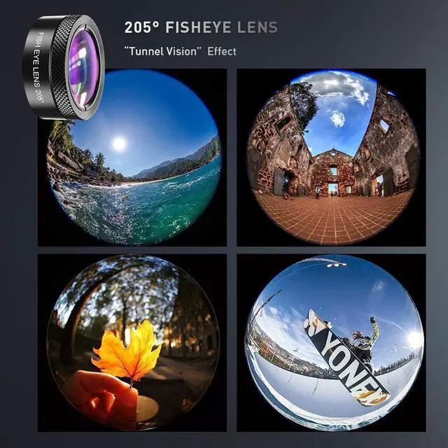 Alt view image 4 of 7 - 6 in 1 Phone Lens Kit - 22x Telephoto Lens, 205° Fisheye Lens, 120° Wide Angle Lens & 25X Macro Lens(Screwed Together), Compatible with iPhone,Samsung,Pixel