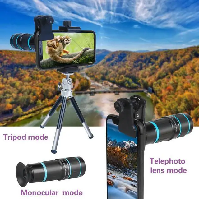Alt view image 3 of 7 - _Mega Brand Camera Lens, 6 lenses+ LED Light+ Remote Shutter+ Tripod, 18X Telephoto Zoom/Wide angle/Macro/Fisheye/CPL/Kaleidoscope camera lens kit for iPhone Xs X XR 8 7 6 Plus Samsung and Android