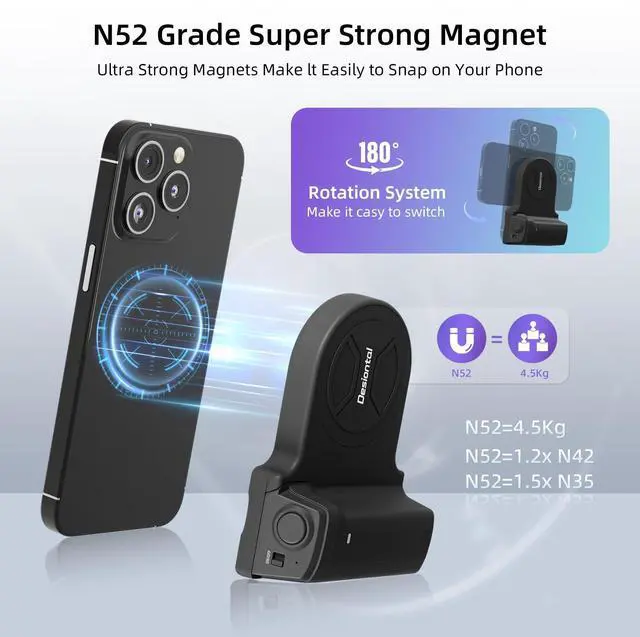 Alt view image 3 of 7 - _Mega Brand Camera Grip for iPhone Magsafe Phone Video Shooting Handle Bluetooth Bracket Shift Cam Progrip Smartphone Photography with Tripod for iPhone 16 15 14 13 12 11 Pro Max Vlog Video