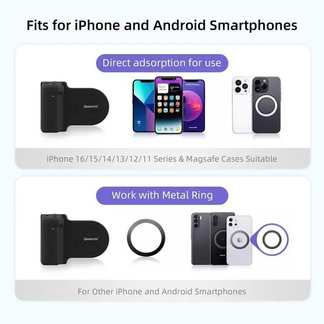 Alt view image 6 of 7 - _Mega Brand Camera Grip for iPhone Magsafe Phone Video Shooting Handle Bluetooth Bracket Shift Cam Progrip Smartphone Photography with Tripod for iPhone 16 15 14 13 12 11 Pro Max Vlog Video