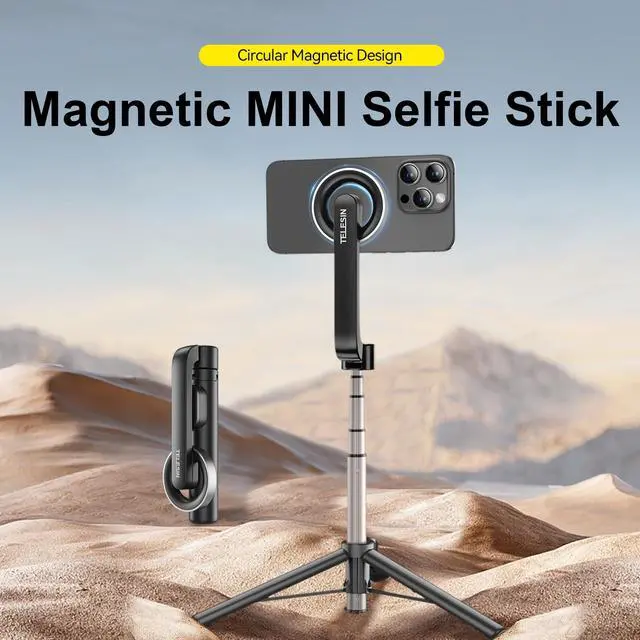 Alt view image 2 of 7 - _Mega Brand Selfie Stick Tripod with Bluetooth Remote Control, 27" Extendable Phone Stand Tripod for Magsafe for iPhone 15 14 13 12 Pro Max Series, All Android Phones with Magnetic Functionality