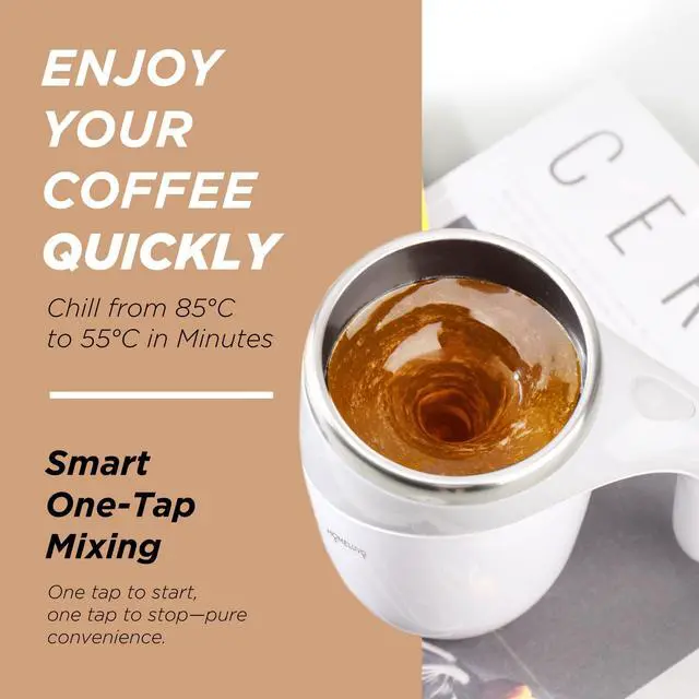 Alt view image 2 of 7 - _Mega Brand Stirring Coffee Mug - Intelligent Magnetic Mixing & Spinning Cup with Built-in Magnet Mixer Spinner and Stirrer - Rechargeable Electric Stainless Steel Stir Blender Mug with Lid