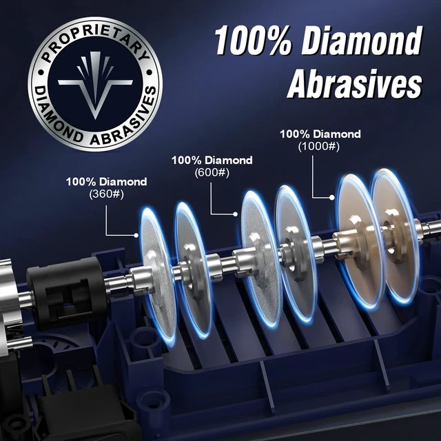Alt view image 2 of 6 - Professional Electric Knife Sharpeners for Kitchen Knives with Diamond Abrasives and Precision Angle Guides, Multifunctional 3-Stage Slots, Applicable to Straight Knife and Ceramic Knife