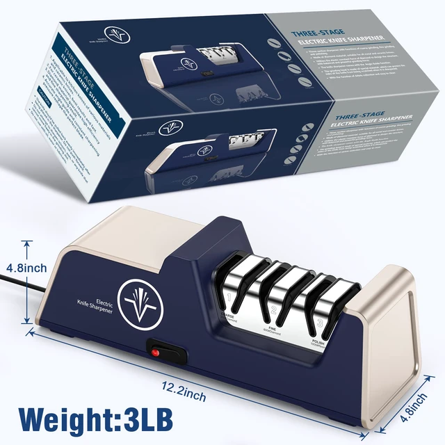 Alt view image 4 of 6 - Professional Electric Knife Sharpeners for Kitchen Knives with Diamond Abrasives and Precision Angle Guides, Multifunctional 3-Stage Slots, Applicable to Straight Knife and Ceramic Knife
