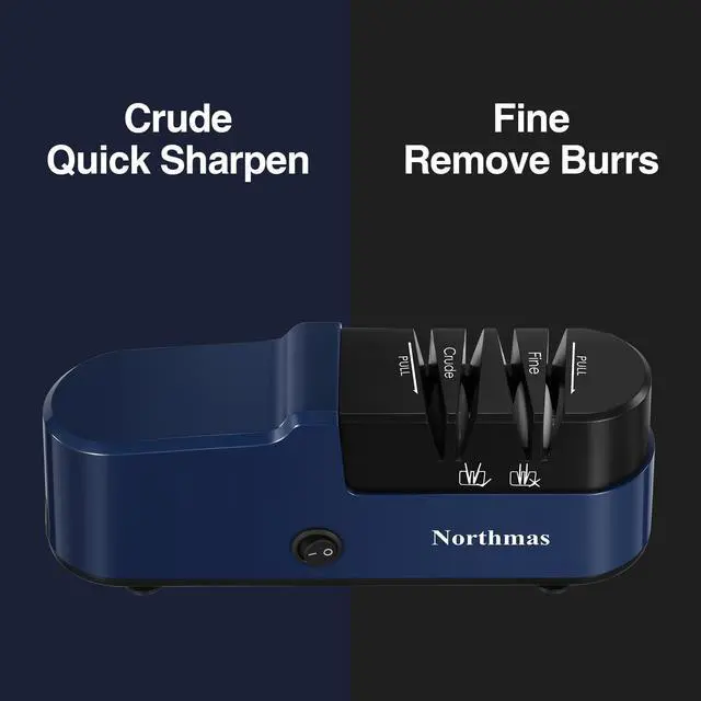 Alt view image 3 of 7 - _Mega Brand Knife Sharpener, Professional Electric Knife Sharpener for Home Use, 2 Stages for Quick Sharpening & Polishing, 100V-240V Global Voltage Design, Blue