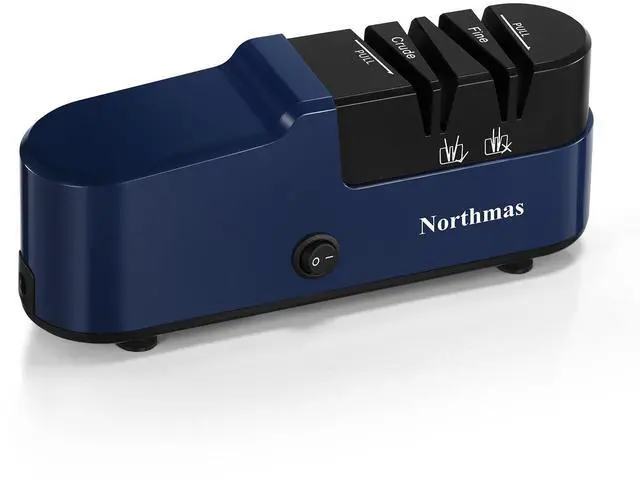 Main image of _Mega Brand Knife Sharpener, Professional Electric Knife Sharpener for Home Use, 2 Stages for Quick Sharpening & Polishing, 100V-240V Global Voltage Design, Blue