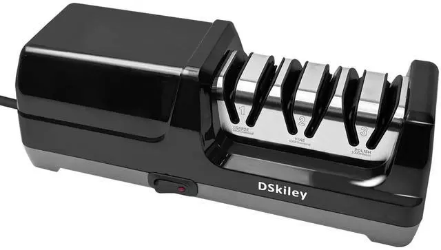 Main image of Professional 3-stage Electric Knife Sharpener for Kitchen Knives, with 100% Diamond Abrasive 20° Precision Angle Guide, Quickly Sharpening, Repairing/Restoring/Polish Blades (Black)