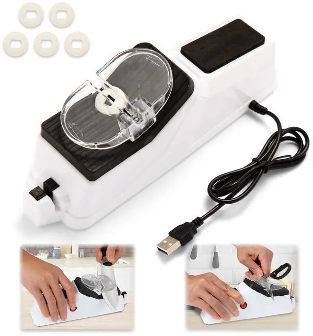 Main image of _Mega Brand Electric Knife Sharpener,(USB) Double Sided Knife Sharpener,Quick Sharpening & Polishing,with Protective Cover.5pcs grindstone