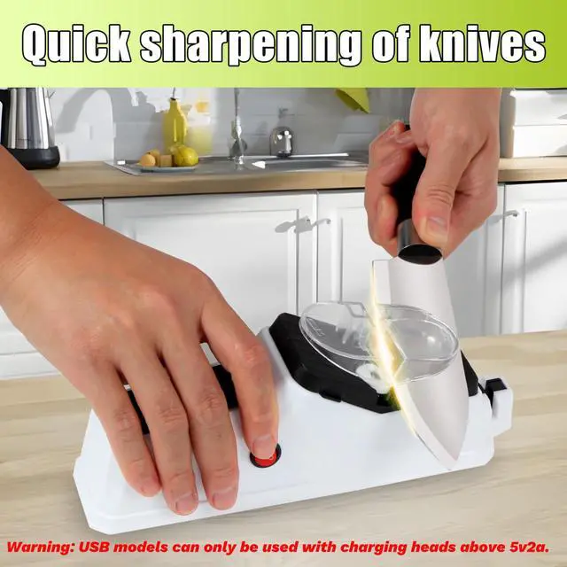 Alt view image 4 of 6 - _Mega Brand Electric Knife Sharpener,(USB) Double Sided Knife Sharpener,Quick Sharpening & Polishing,with Protective Cover.5pcs grindstone