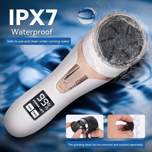 Alt view image 5 of 5 - Electric Callus Remover for Feet with Vacuum, Premium Portable Pedicure Tools Rechargeable Waterproof 2 Speed Foot File Scrubber Callus Remover Tool Foot Care kit White