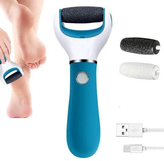 Main image of Foot Scrubber Electric Callus Remover Rechargeable Foot File Hard Skin Remover Pedicure Tools Electronic Callus kit for Cracked Heels and Dead Skin with 2 Roller Heads, Blue