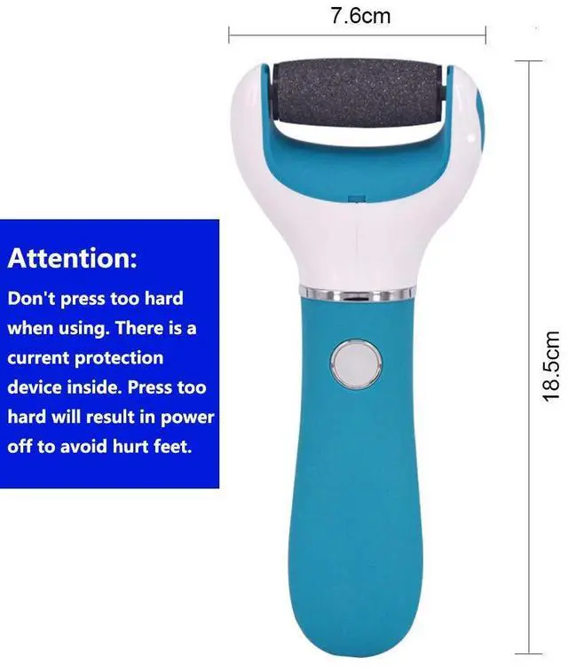 Alt view image 6 of 6 - Foot Scrubber Electric Callus Remover Rechargeable Foot File Hard Skin Remover Pedicure Tools Electronic Callus kit for Cracked Heels and Dead Skin with 2 Roller Heads, Blue