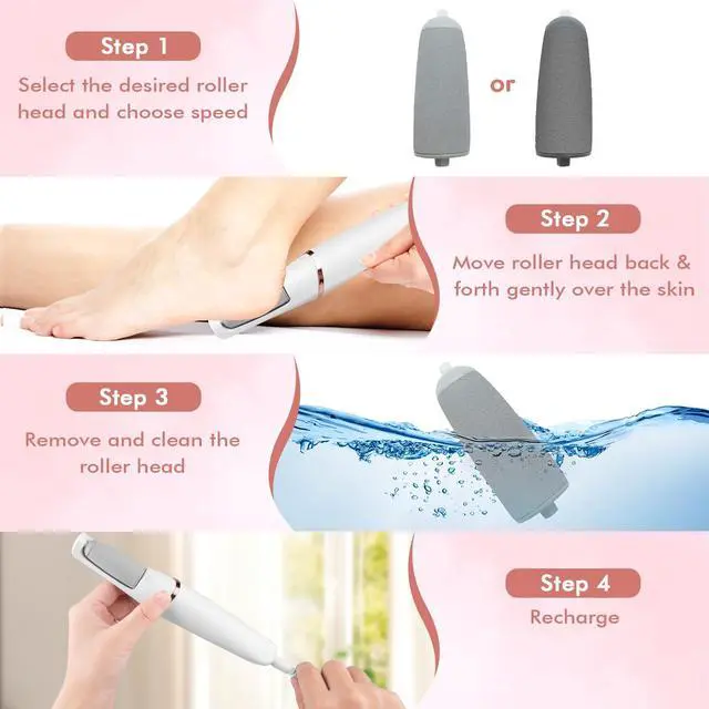 Alt view image 6 of 7 - Electric Foot File and Callus Remover,Professional Pedicure Tools for Dry, Calluses, Dead, Cracked, Hard Skin,Equipped with 2 Grinding Heads and 1 Cleaning Brush