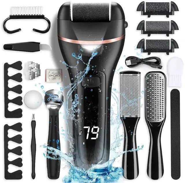 Main image of Electric Foot Callus Remover with 3 Roller Heads 2 Speed Rechargeable,Professional Pedicure Pedicure Kit Waterproof Foot Scrubber File,Pedicure Tools,Foot Care for Dead Hard Cracked Dry Skin
