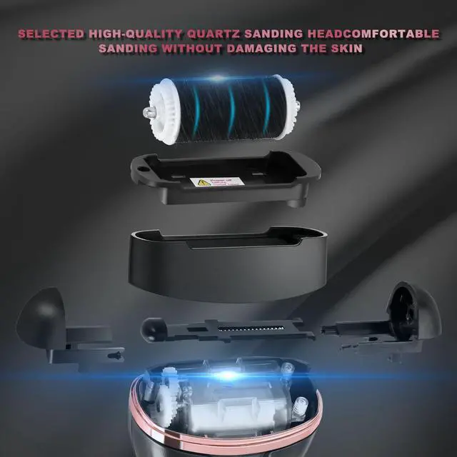 Alt view image 3 of 7 - Electric Foot Callus Remover with 3 Roller Heads 2 Speed Rechargeable,Professional Pedicure Pedicure Kit Waterproof Foot Scrubber File,Pedicure Tools,Foot Care for Dead Hard Cracked Dry Skin