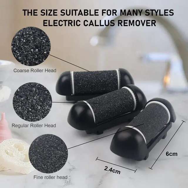 Alt view image 6 of 7 - Electric Foot Callus Remover with 3 Roller Heads 2 Speed Rechargeable,Professional Pedicure Pedicure Kit Waterproof Foot Scrubber File,Pedicure Tools,Foot Care for Dead Hard Cracked Dry Skin