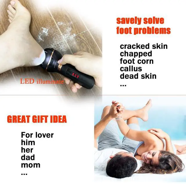 Alt view image 7 of 7 - Electric Foot Callus Remover- Long Service Time, Rechargeable Electronic Foot File- Ideal Gift, Professional Pedicure Tools, Waterproof Foot Scrubber, Pedicure Kit Feet Care for Dead Skin (Black)