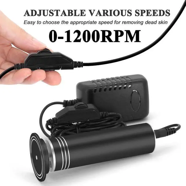 Alt view image 2 of 7 - Upgraded Electric Callus Remover for Feet (Adjustable Speed) Professional Electric Foot File Foot Sander Foot Grinder for Dead Skin Pedicure Tools with 60 Replaceable Sandpaper, Black