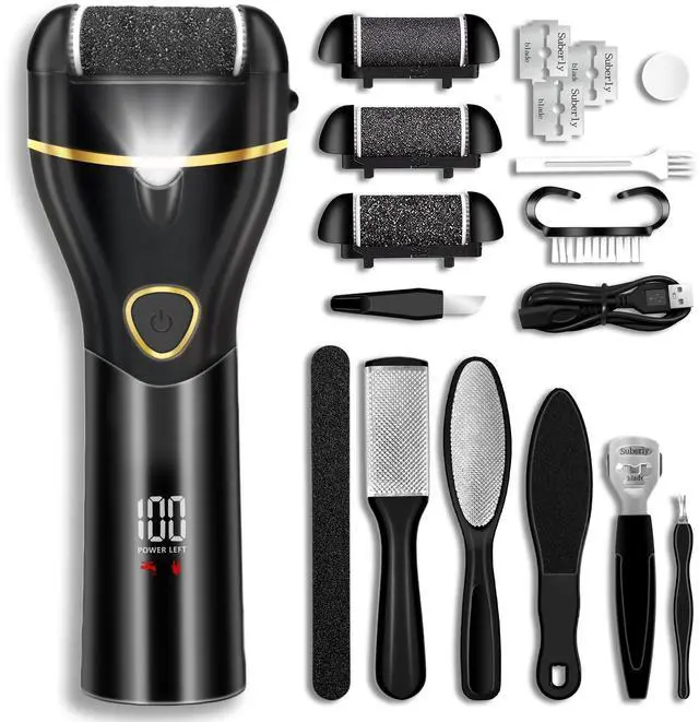 Main image of _Mega Brand Callus Remover for Feet, Electric Foot Callus Remover Waterproof with 3 Rollers 2 Speed Battery Display,17 in1 Rechargeable Foot File Pedicure Kits for Dead Hard Cracked Dry Skin