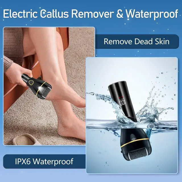 Alt view image 2 of 7 - _Mega Brand Callus Remover for Feet, Electric Foot Callus Remover Waterproof with 3 Rollers 2 Speed Battery Display,17 in1 Rechargeable Foot File Pedicure Kits for Dead Hard Cracked Dry Skin