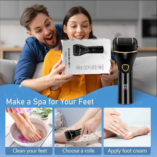 Alt view image 7 of 7 - _Mega Brand Callus Remover for Feet, Electric Foot Callus Remover Waterproof with 3 Rollers 2 Speed Battery Display,17 in1 Rechargeable Foot File Pedicure Kits for Dead Hard Cracked Dry Skin