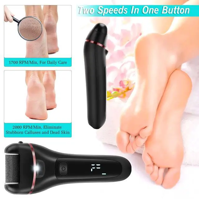 Alt view image 4 of 6 - Electric Callus Remover for Feet, 2 Speed Electric Foot File, Rechargeable Foot Scrubber Pedicure kit for Cracked Heels and Dead Skin with 3 Roller Heads.