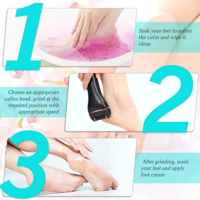 Alt view image 6 of 6 - Electric Callus Remover for Feet, 2 Speed Electric Foot File, Rechargeable Foot Scrubber Pedicure kit for Cracked Heels and Dead Skin with 3 Roller Heads.