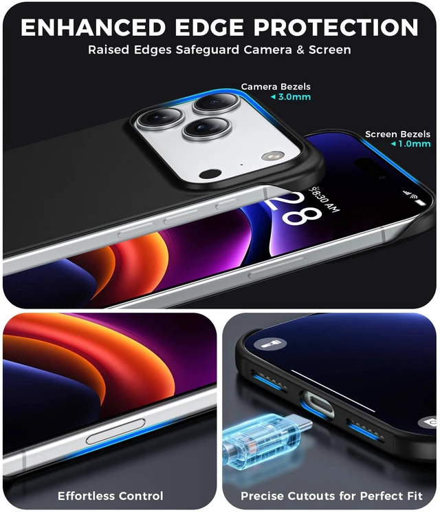 Alt view image 6 of 7 - Magnetic Frosted Frameless Case for iPhone 17 Pro Max, Black | Compatible with MagSafe, Metallic Finish, Hard PC Cover, Ultra Thin Lightweight Minimalist Borderless, Slim Fit, 6.9-Inch