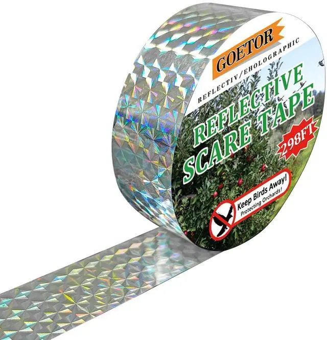 Main image of _Mega Brand Bird Scare Tape Ribbon Flash Double Sided Reflective Ribbon 298 Feet