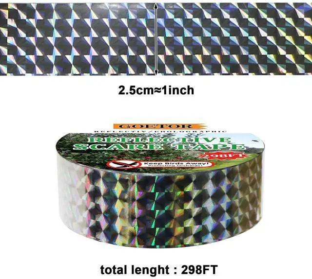 Alt view image 3 of 7 - _Mega Brand Bird Scare Tape Ribbon Flash Double Sided Reflective Ribbon 298 Feet