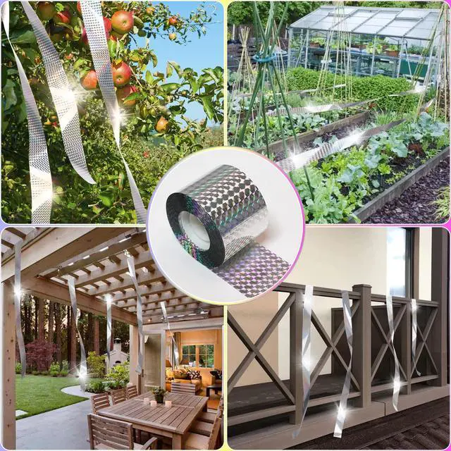 Alt view image 7 of 7 - _Mega Brand Bird Scare Tape Ribbon(700FT) Reflective Tape Keep Birds Away Outdoor,Double Side Bird Flash Tape, Scare Geese, Pigeon, Duck, Woodpecker
