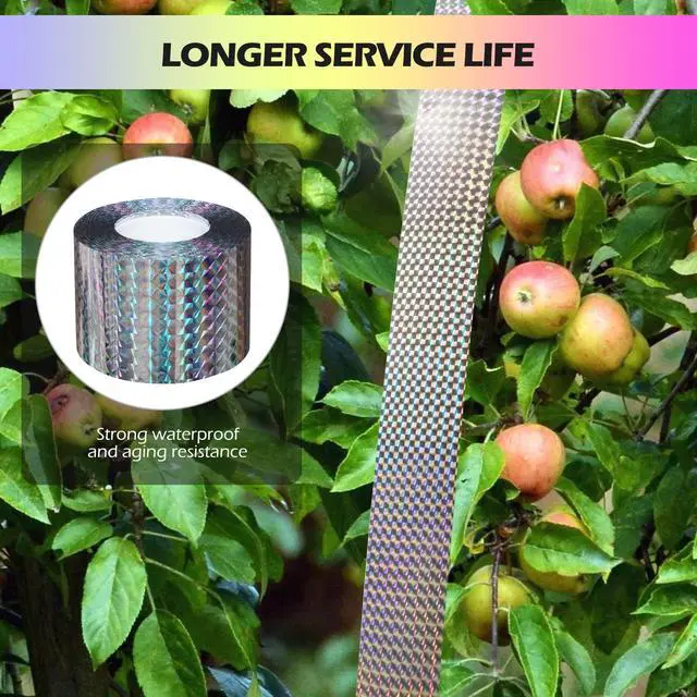 Alt view image 6 of 7 - _Mega Brand Bird Scare Tape Ribbon(700FT) Reflective Tape Keep Birds Away Outdoor,Double Side Bird Flash Tape, Scare Geese, Pigeon, Duck, Woodpecker