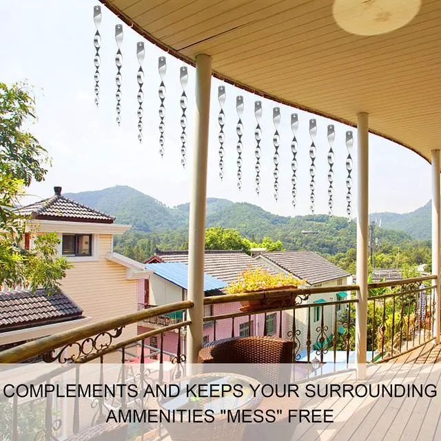 Alt view image 4 of 7 - _Mega Brand 10 Pack Bird Deterrents for Outside, Bird Repellent Hanging Silver Plastic Reflectors Scare Rods, Garden Decorative Reflective Scare Birds Away, Like Woodpeckers, Pigeons and Geese