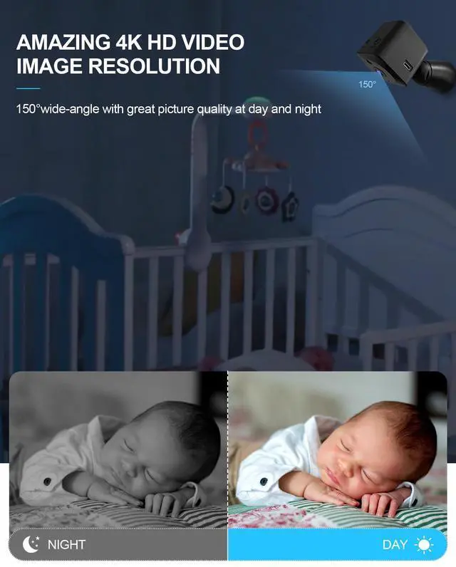 Alt view image 5 of 6 - AOBOCAM 4K HD Indoor Camera for Indoor Security with App Control Motion Detection & Night Vision Wireless WiFi Rechargeable Pet Camera for Home/Office 24/7 Cycle Save Video Only (4K)