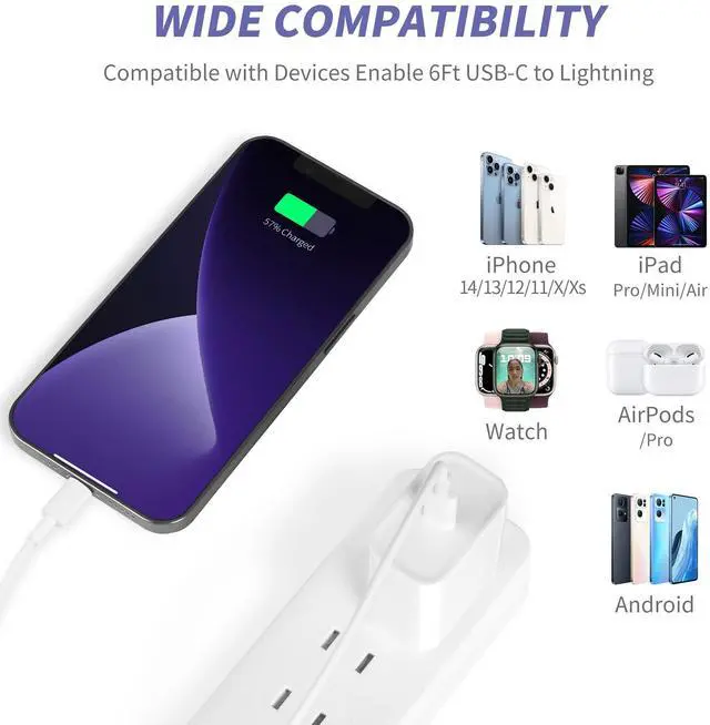 Alt view image 6 of 7 - iPhone Charger Fast Charging,[MFi Certified] 2Pack 20W Type C Fast Charger Block with [10FT&6FT] USB C to Lightning Cable Compatible for iPhone 14/13/12/11 Pro Max/Xs Max/XR/X,iPad