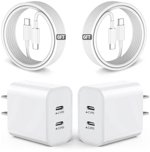 Main image of _Mega Brand ,USB C Charger Fast Charging,2Pack Dual Port Fast Wall Chargers Block with 6FT USB C Cable for iPhone 17 Pro Max/17 Pro/17/Air/16 Pro Max/16 Plus/16e/15/iPad Pro/Air/Mini/AirPod