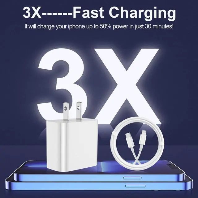 Alt view image 4 of 7 - FEEL2NICE iPhone Charger Fast Charging 2 Pack Type C Wall Charger Block with 2 Pack [6FT&10FT] Long USB C to Lightning Cable for iPhone 14/13/12/12 Pro Max/11/Xs Max/XR/X,AirPods Pro