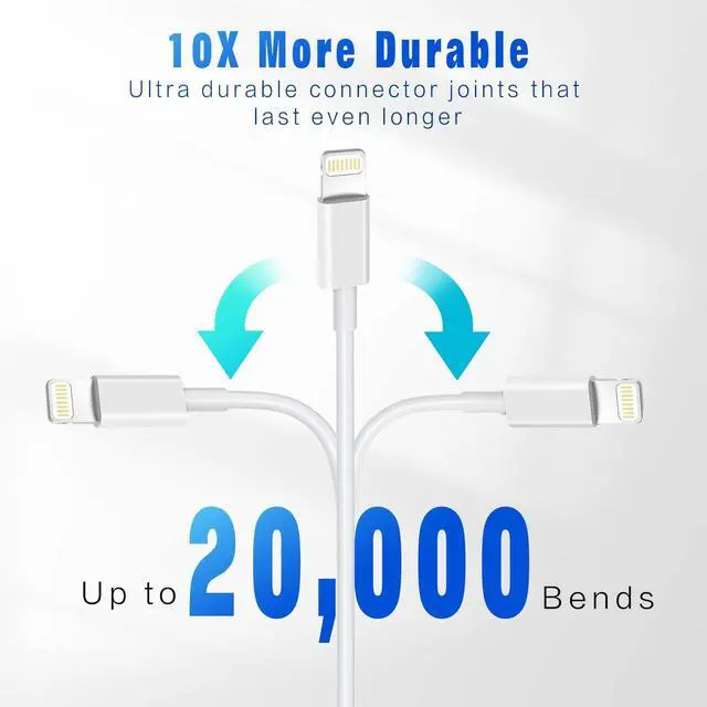 Alt view image 3 of 7 - iPhone Charger 3Pack 6FT MFi Certified USB A to Lightning Cable Fast Charging Cords Apple Charger Compatible with iPhone 14 13 12 11 XS XR X Pro Max Mini 8 7 6S 6 Plus 5S SE iPad iPod Airpods